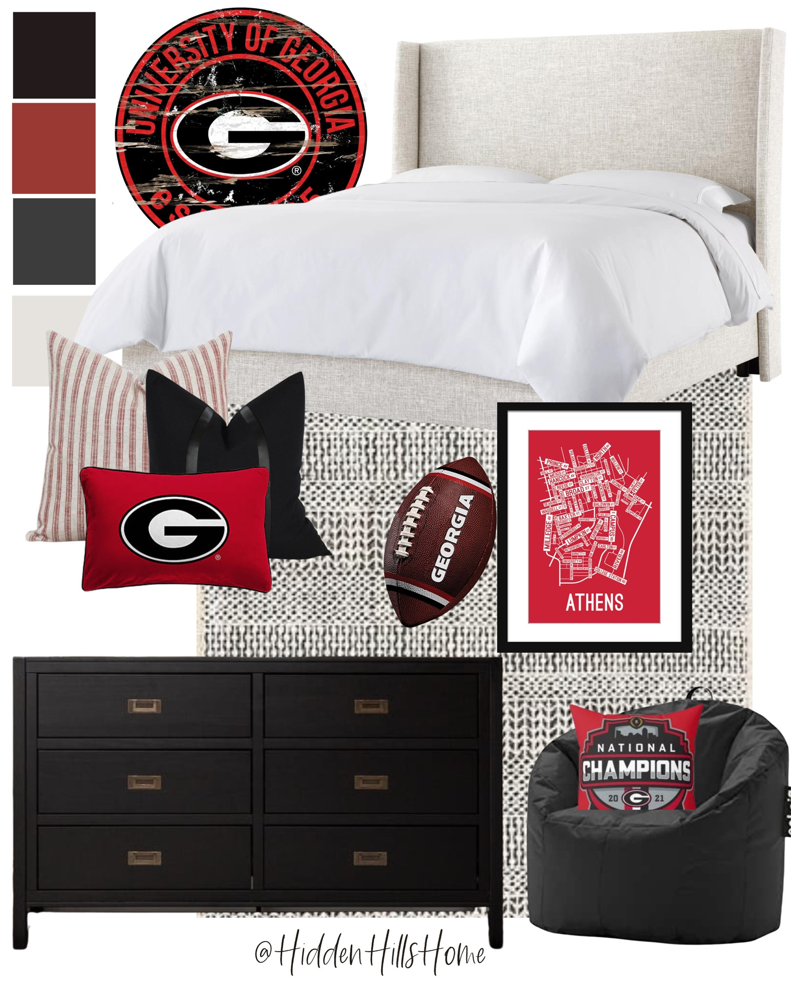 Bedroom, UGA bedroom, boys bedroom decor, boys room, College Themed bedroom, Sports Bedroom, Home Decor, Boys bedroom Inspo, Georgia bedroom, Red and Black bedroom decor #uga #bedroom #boysroom 

#LTKhome #LTKU #LTKkids
