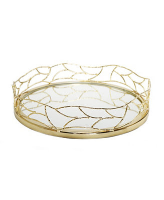Classic Touch Round Mirror Tray Mesh Design, 14 | Macy's
