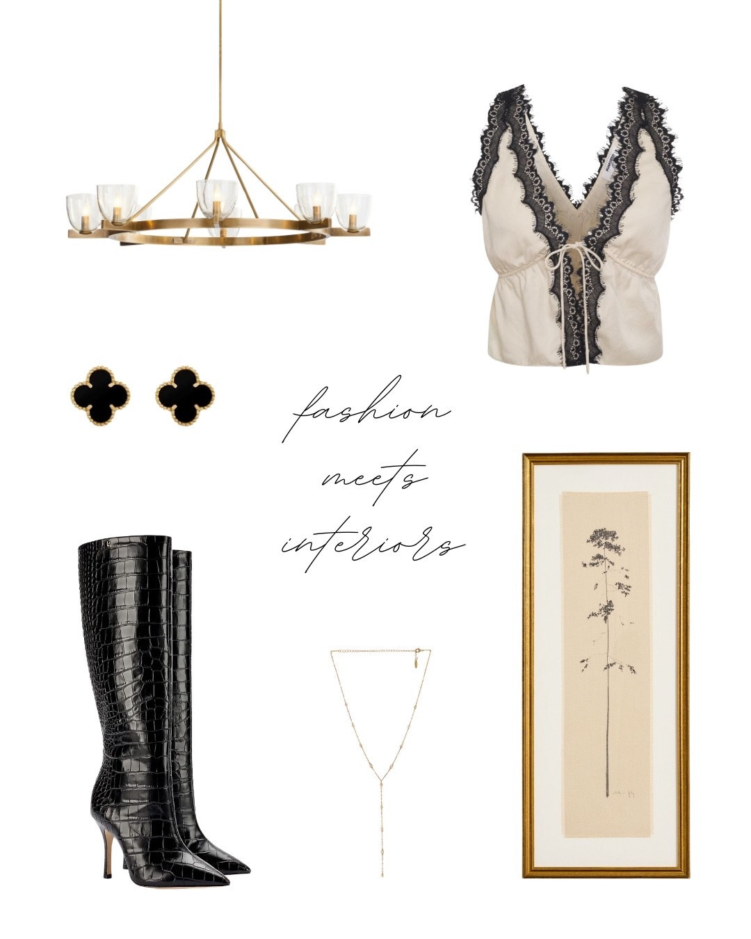 Fashion Meets Interior | July Edition

Black. Gold. White. Bold.

This month, we’re turning up the heat with a modern aesthetic that commands attention. Think edgy sophistication with a feminine twist:
🖤 A laced tank top by Rumored that whispers allure
🐍 Tall black snake boots from Larroude that stomp with confidence
✨ A chunky chain necklace from Revolve and statement earrings from Amazon for just the right amount of sparkle

And the interior? Just as fierce:
💡 A gleaming Pottery Barn gold chandelier that drips drama
🖼️ Sleek, vertical artwork that elongates and elevates

This is where fashion-forward meets home-forward—because when you walk the walk, your space should too.

👇Tell us: Would you rock the look or hang the vibe? Or both?

#FashionMeetsInterior #CovelleAndCoStyle #InteriorDesignInspo #ModernLuxury #StatementStyle #ChicSpaces

#LTKBeauty #LTKStyleTip #LTKHome