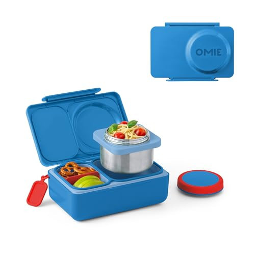Omie OmieBox UP bento Box for Kids | Insulated Lunch Box | Leak Proof Vacuum Insulated Thermal Food jar | Cooler ice Pack | 2 Compartments (Cosmic Blue) | Amazon (US)