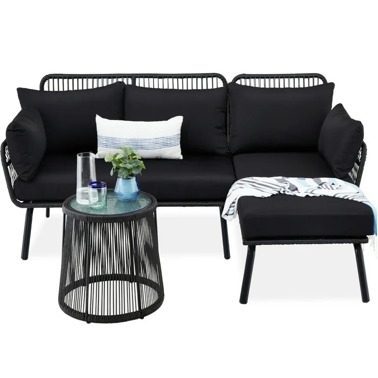Best Choice Products Outdoor Woven Rope Sectional Patio Furniture, L-Shaped Conversation Set w/ T... | Walmart (US)
