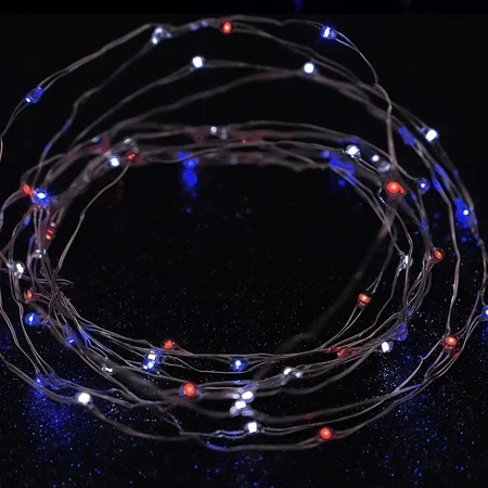 July 4th Independence Day LED String Lights 10 ft 60 LEDs Copper Wire with The Remote Timer USA Amer | Walmart (US)