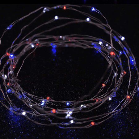 July 4th Independence Day LED String Lights 10 ft 60 LEDs Copper Wire with The Remote Timer USA Amer | Walmart (US)