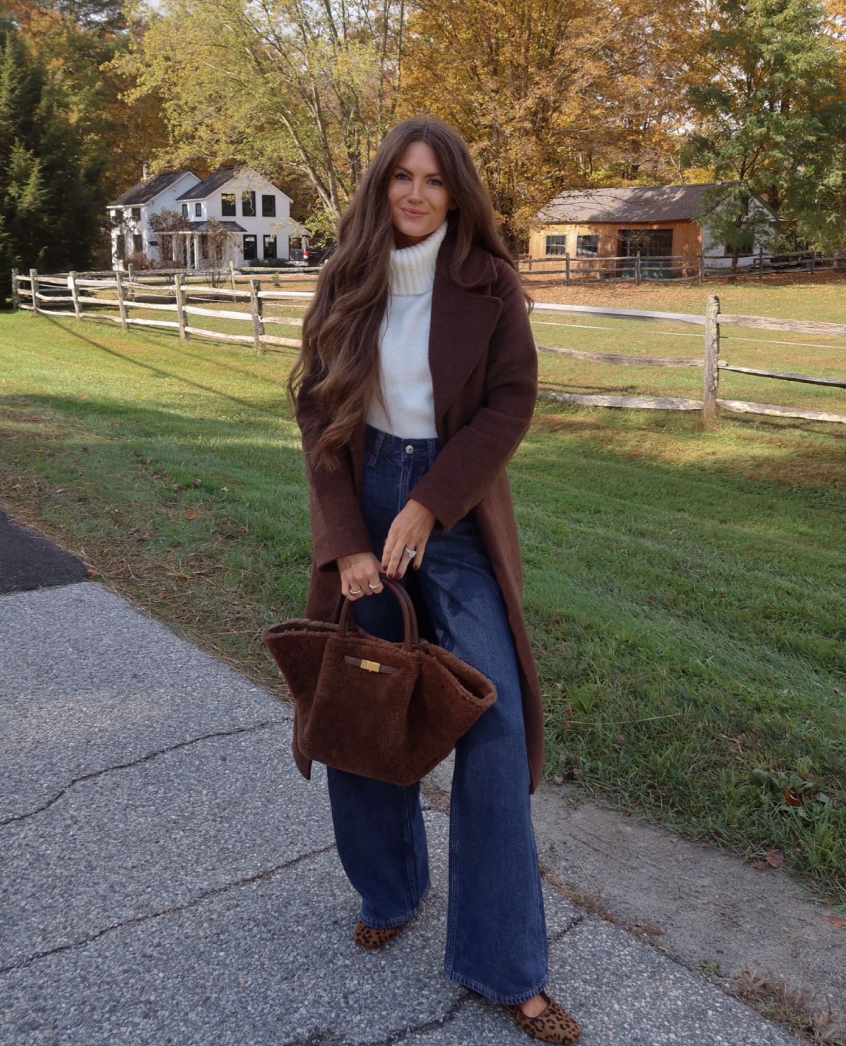 Full outfit is from Abercrombie!! Jeans, brown bag, DeMellier, coat, sweater, turtleneck, earrings, Vermont, farm

#LTKGiftGuide #LTKSeasonal #LTKHoliday