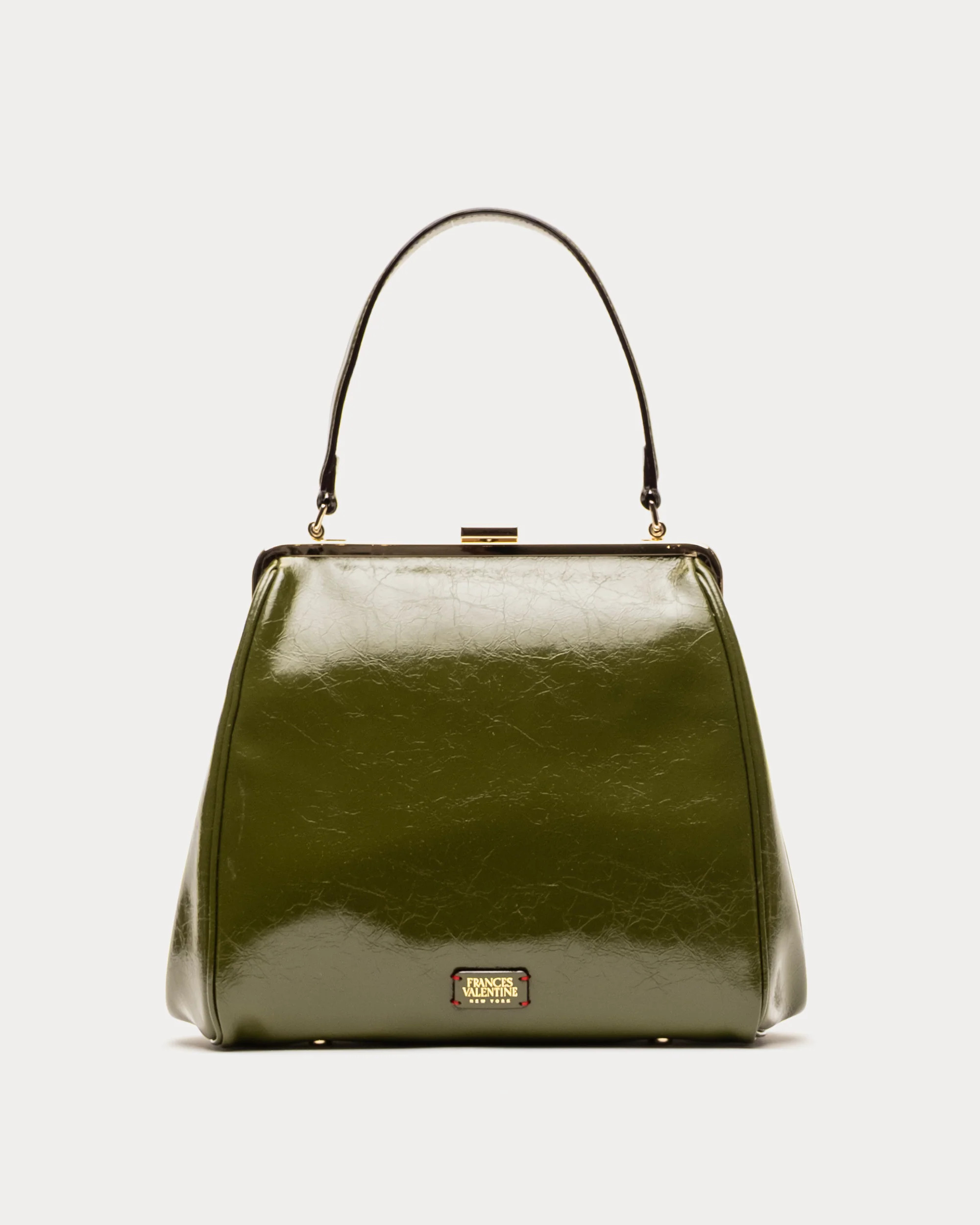 Katherine Frame Bag - Crinkled Leather Olive | Frances Valentine