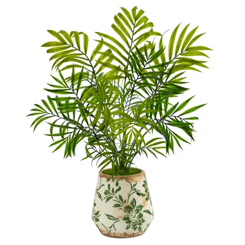 NEARLY NATURAL 18-in Mini Areca Palm Artificial Plant in Floral Vase in Green at Nordstrom | Nordstrom