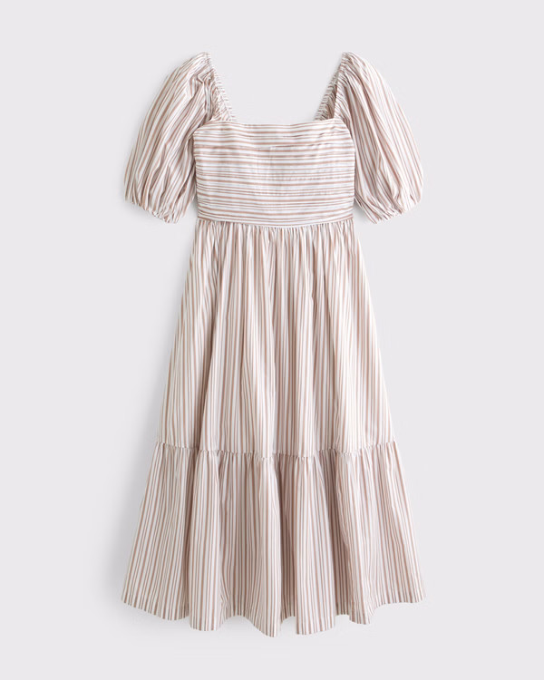 The A&F Emerson Poplin Puff Sleeve Midi Dress | Abercrombie & Fitch (US)