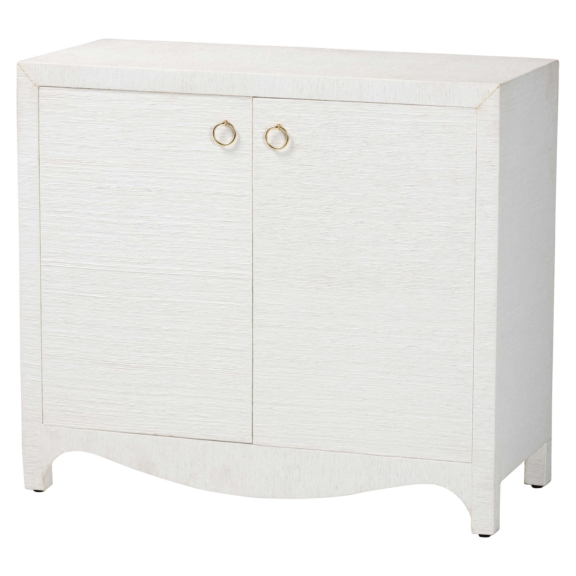 Bali & pari Ximena Grasscloth Storage Cabinet - 2-Door Woven Accent Cabinet with Gold Ring Pulls ... | Amazon (US)