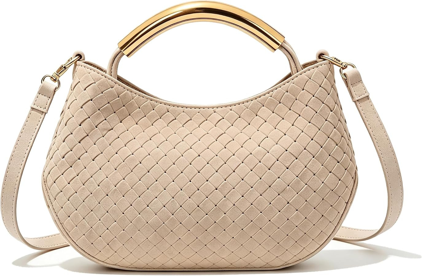 Suede Woven Top Handle Handbag for Women Retro Small Tote Purse | Amazon (US)