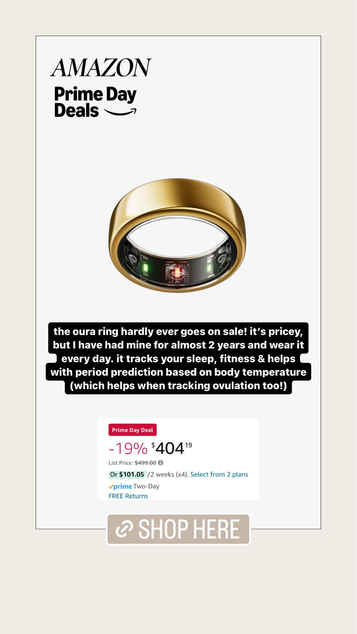 I’ve never seen the oura ring go on sale! Such a good deal if you’ve been wanting one!

Prime days, amazon finds  #ltksalealert

#LTKSaleAlert #LTKFitness