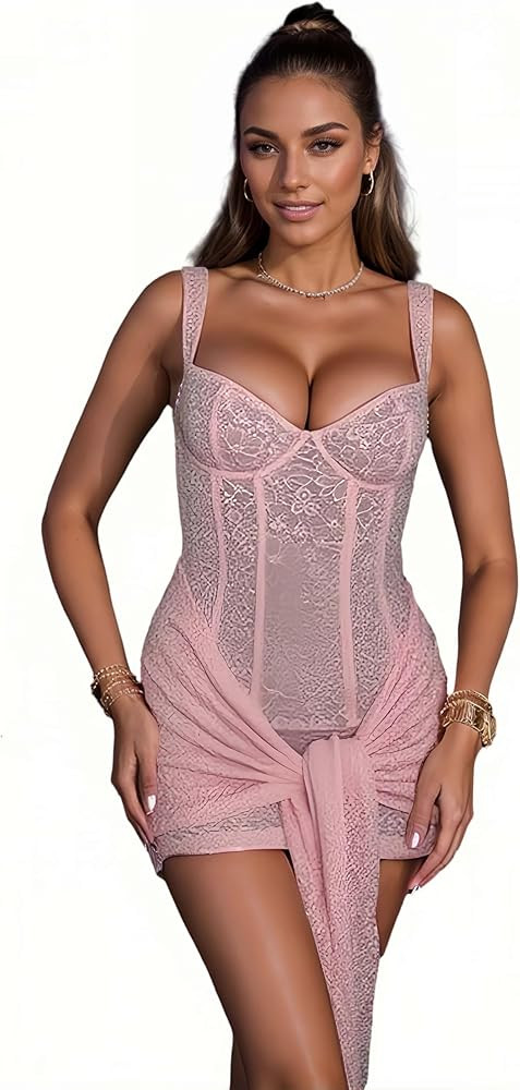 Zoctuo Sparkling Mesh Rhinestone Mini Dress for Women NYE, Christmas Party & Night Out | Amazon (US)