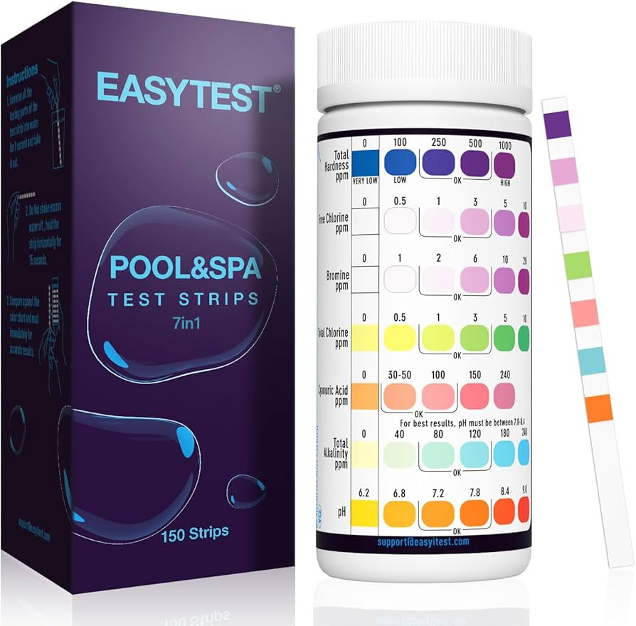 EASYTEST 7-Way Pool Test Strips, 150 Strips Water Chemical Testing for Hot tub and Spa, Accurate ... | Amazon (US)
