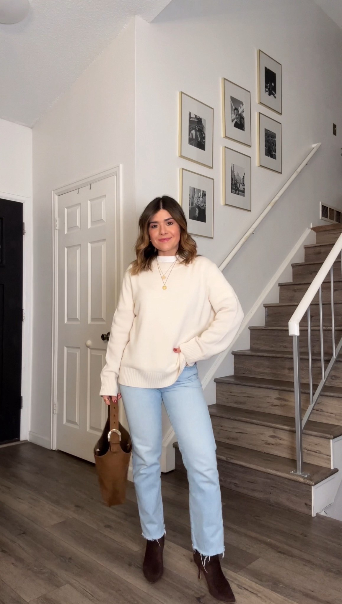 The coziest and softest merino wool sweater. It runs tts. I went up a size for a loose fit. 
Sweater size small
Jeans size 25

#LTKmomlife #LTKootd #LTKgrwm