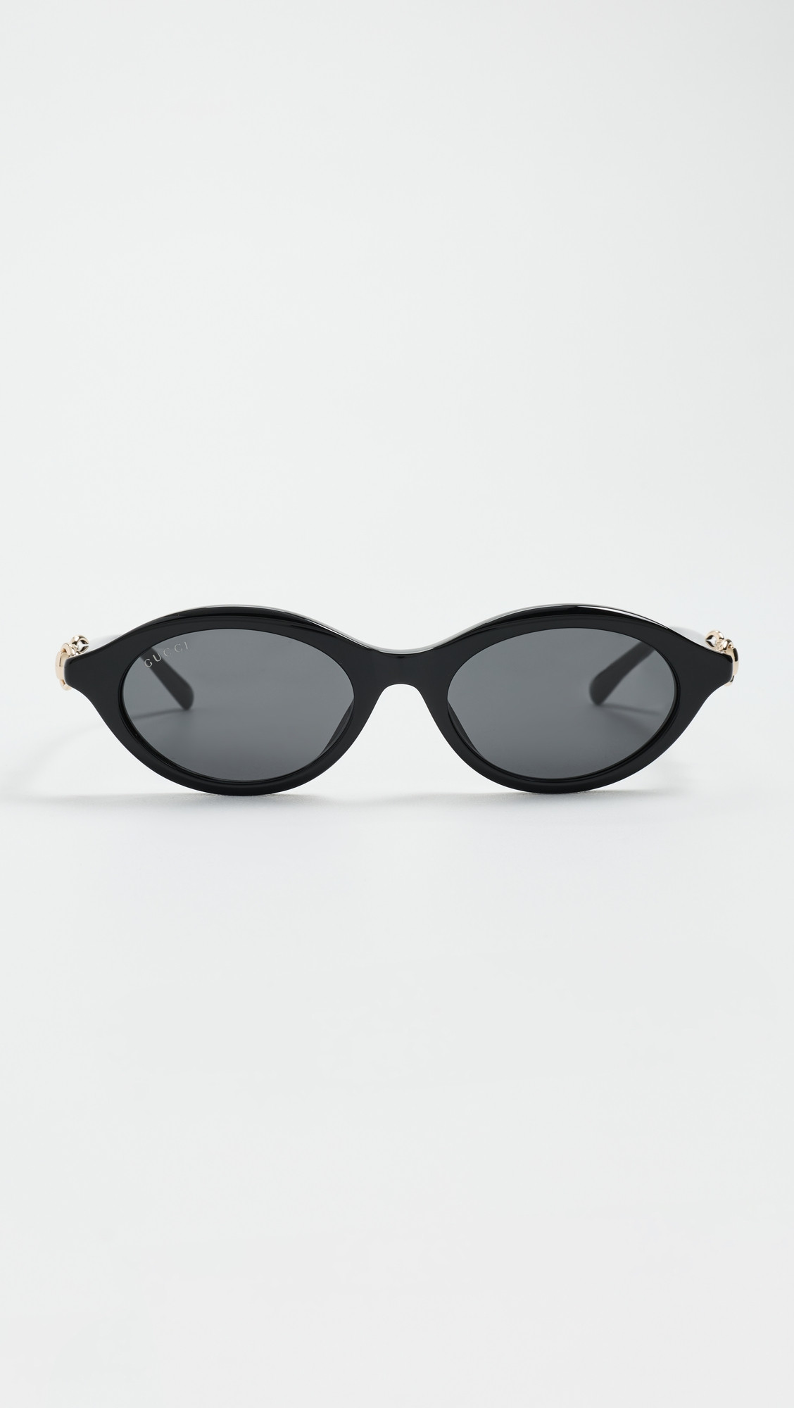Gucci Oval Frame Sunglasses Black-Black-Grey One Size | Shopbop