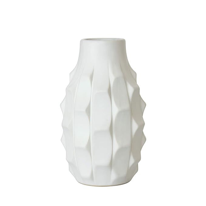D'vine Dev 7 Inch Indoor Modern Matte White Ceramic Geometric Textured Home Decorative Flowers Va... | Amazon (US)