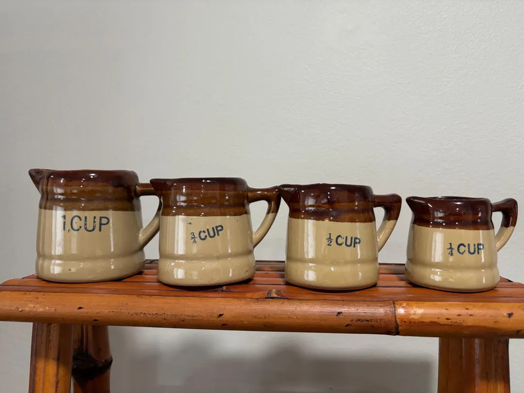 Vintage 70’s Measuring Cup Set Pottery Stoneware - Etsy | Etsy (US)