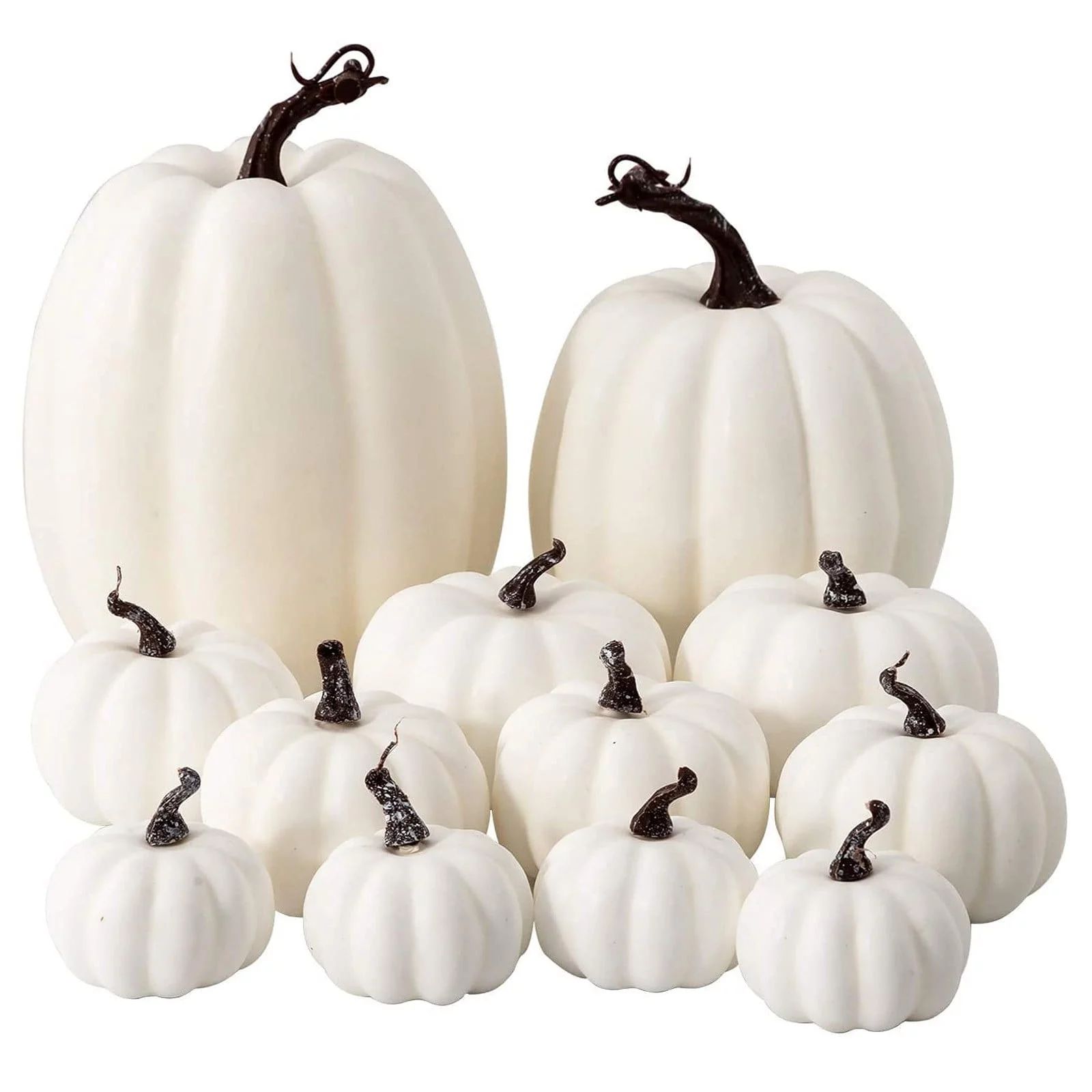 SKSloegSksloeg 12 Pcs Fake Pumpkins White Fall Artificial Pumpkins for Decoration Different Sizes... | Walmart (US)