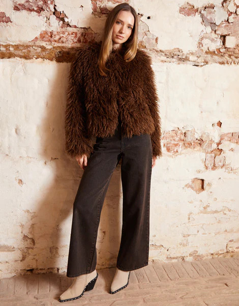 Women's Chocolate Mongolian Faux Fur Coat | Threadbare