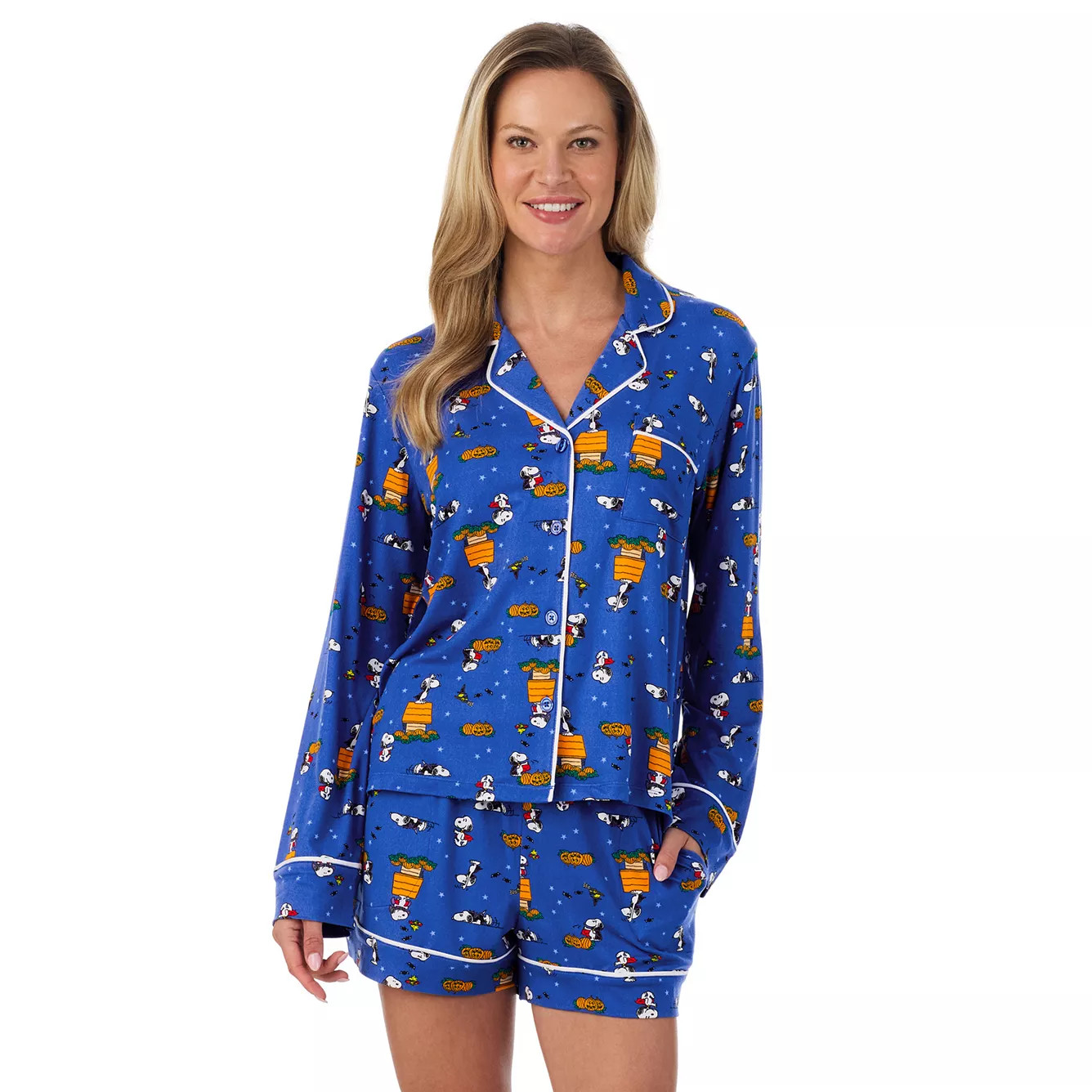 Women's Beauty Sleep Social Halloween Peanuts 2-piece Pajama Top & Pajama Shorts Set | Kohl's