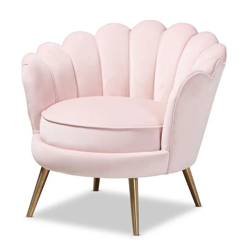 Baxton Studio Cosette Light Pink Velvet Seashell Accent Chair | Walmart (US)