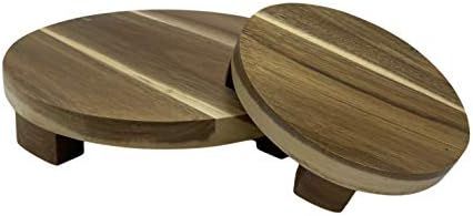 Amazon.com: Chloe and Cotton Display Stands | Set of 2 Acacia Wood Round Pedestal Risers | 6" and... | Amazon (US)