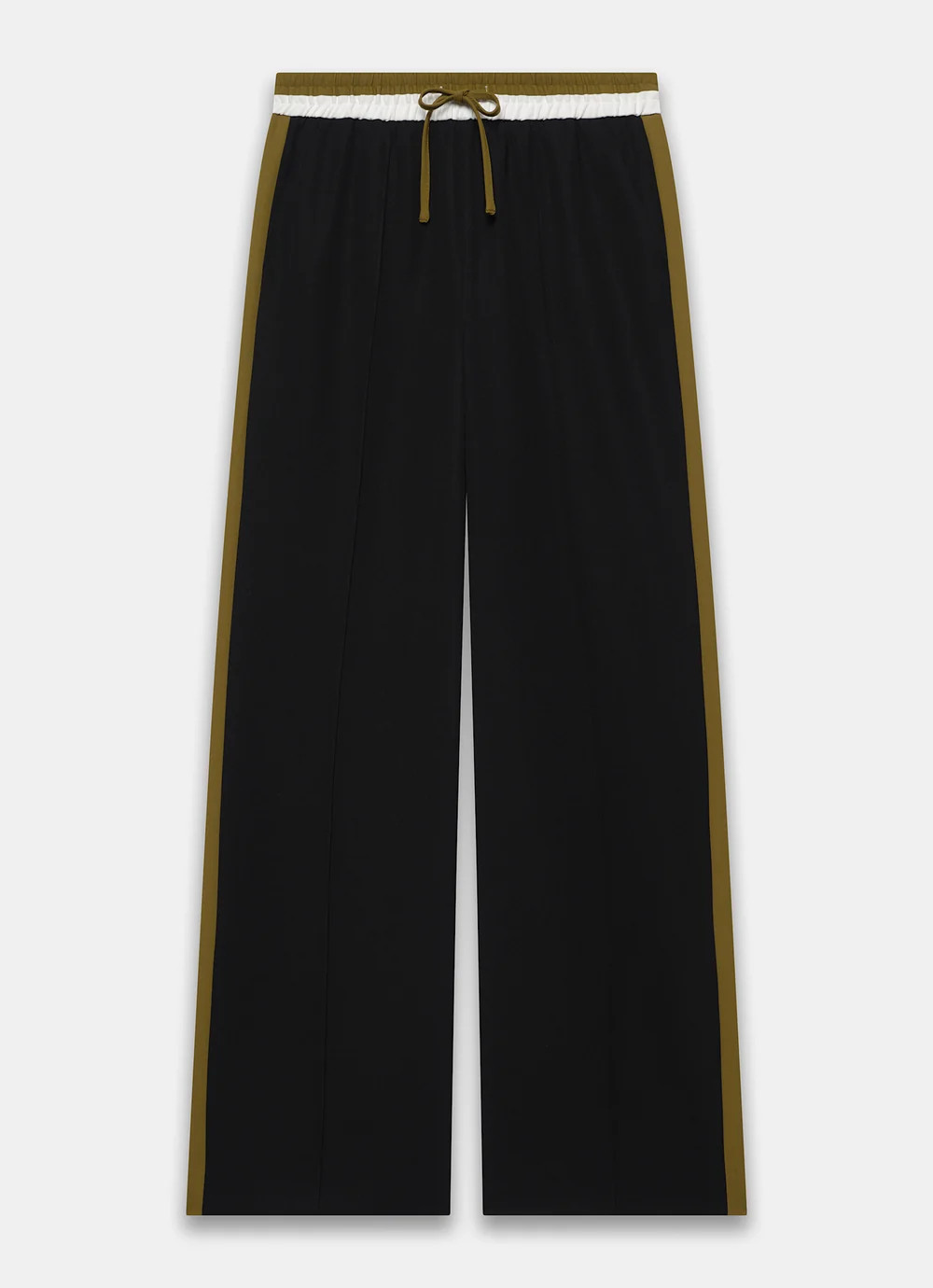 Black Side Stripe Tie Waist Wide Leg Trousers | Mint Velvet