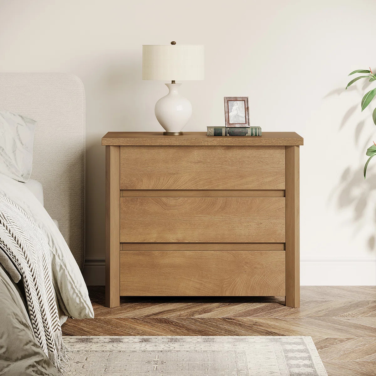 Latitude Run® Wood Nightstand with 3 Drawers, 32-Inch Wide & Reviews | Wayfair | Wayfair North America