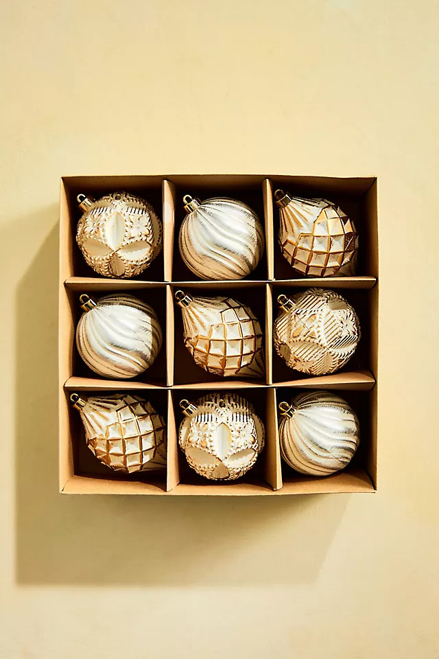 Golden Shatterproof Ornaments, Set of 9 | Anthropologie (US)