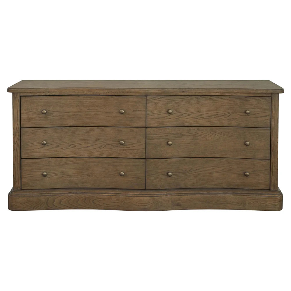 Claro Updated Traditional Warm Brown Oak Double Dresser | Kathy Kuo Home