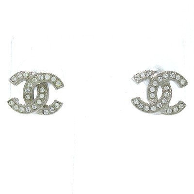 Auth CHANEL Coco - Silver Hardware Rhinestones Earrings  | eBay | eBay US