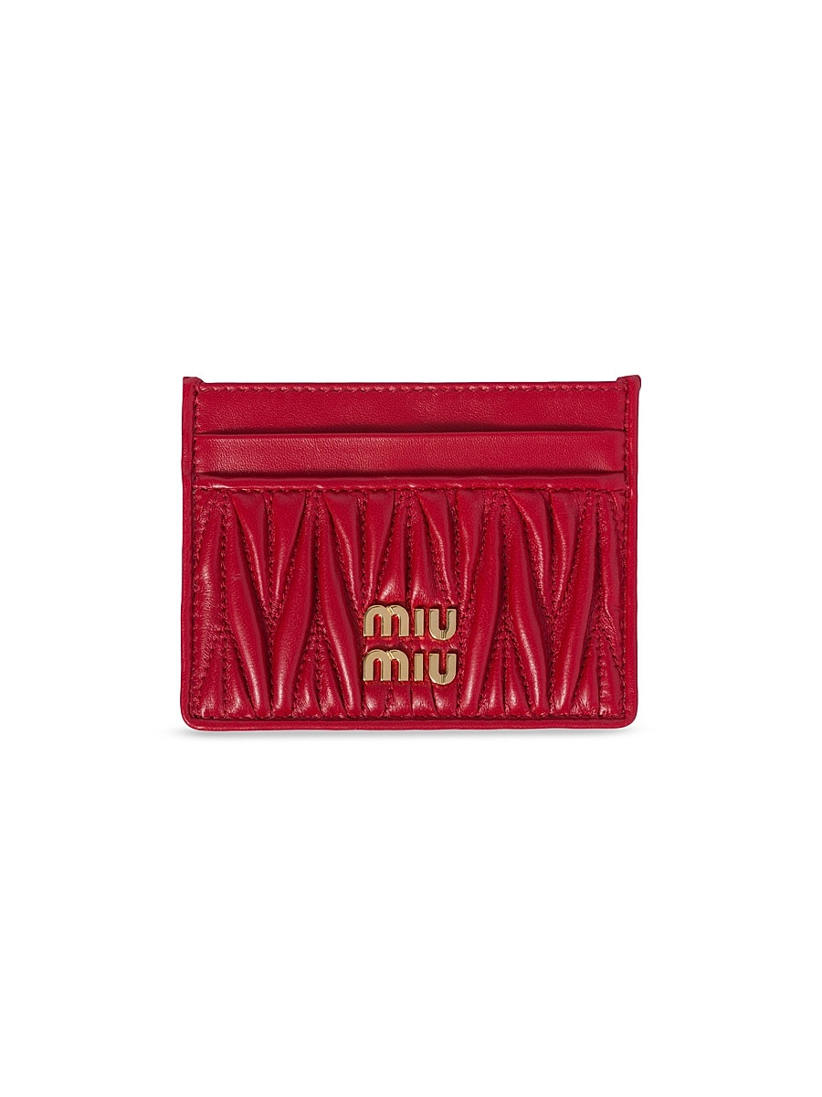Women's Matelassé Nappa Leather Card Holder - Red | Saks Fifth Avenue