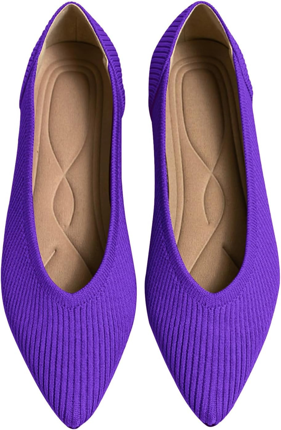 TINGRISE Women's Flats Shoes Pointed Toe Knit Ballet Comfortable Dressy Slip On Flat | Amazon (US)