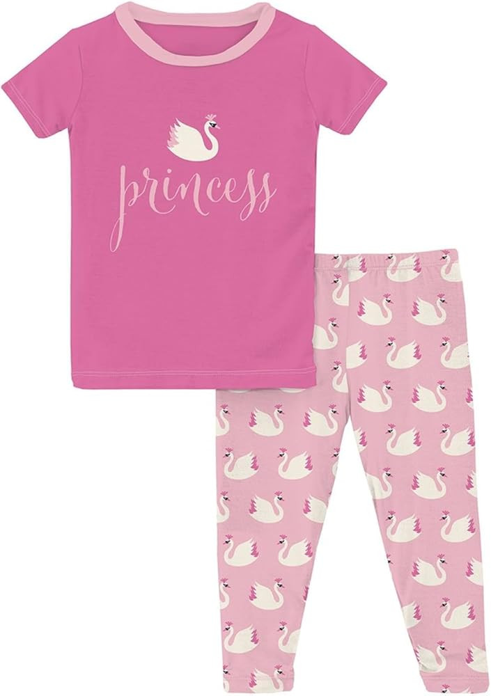 KicKee Pants Girl's Short Sleeve Graphic Tee Pajama Set (Big Kids) | Amazon (US)