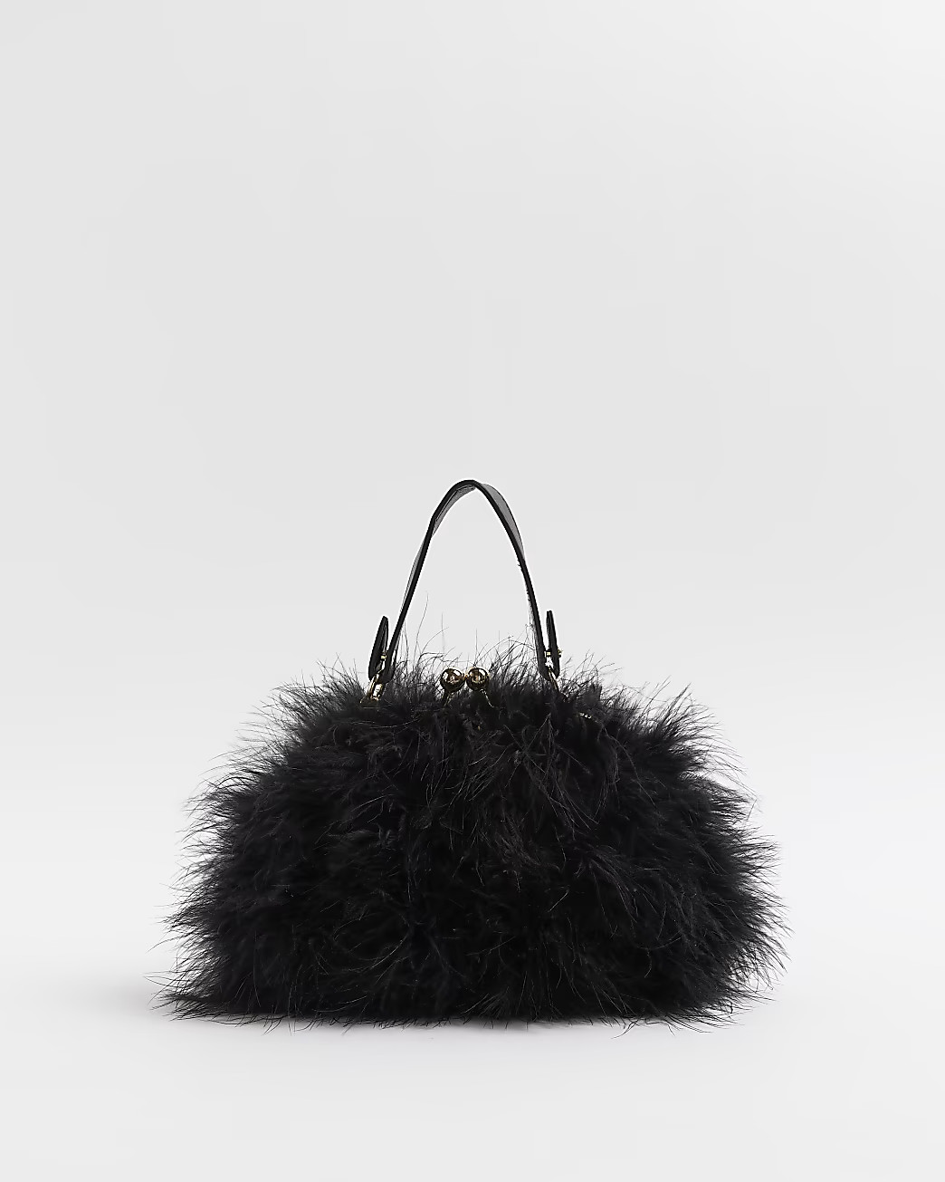 Black feather chain cross body bag | River Island (US)