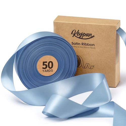 Keypan Blue Satin Ribbon 1-1/2 Inch x 50 Yards Double-Faced Ribbons for Gift Wrapping Flower Bouquet Wedding Paper Bows Invitations Crafts | Amazon (US)