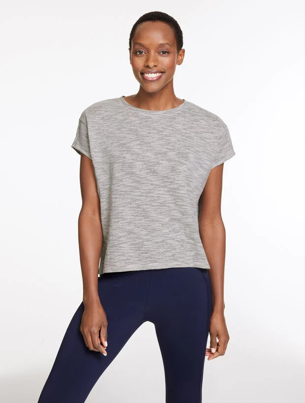 Short Sleeve Crewneck Tee - Pieced Stripe | Talbots