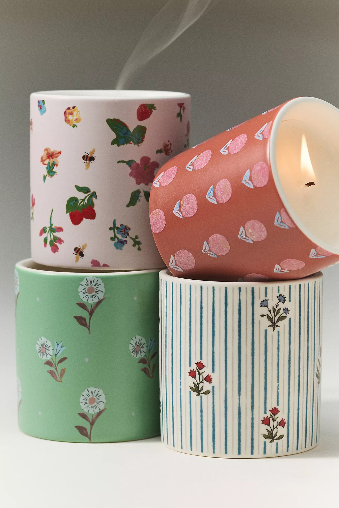 Spring Cottage Floral Golden Petals & Cashmere Ceramic Boxed Candle | Anthropologie (US)