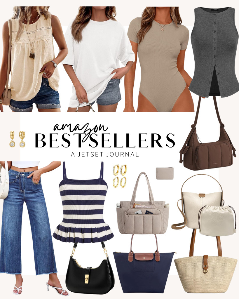 Time to reveal the Amazon Bestsellers for this week! Included in the list are chic tops like Falechay’s lace-hem blouse and CIDER's tank top. PRETTYGARDEN’s bodysuit is also in this collection. Other bestsellers are Allimy’s wide-leg jeans, NEWBELLA bucket bag, and CHUNLI straw tote bag. There are accessories, too!

#LTKSeasonal #LTKSaleAlert #LTKTravel
 

 
