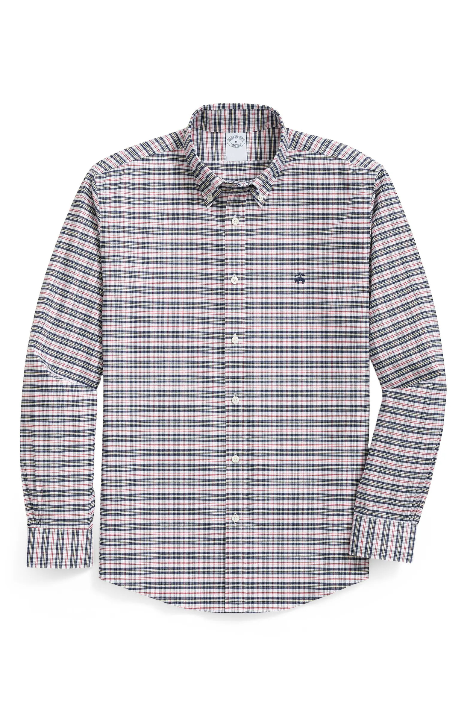 Plaid Wrinkle Resistant Stretch Cotton Button-Down Shirt | Nordstrom