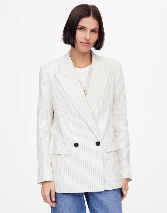 Relaxed Blazer in Pinstripe Linen Blend | Madewell | Madewell