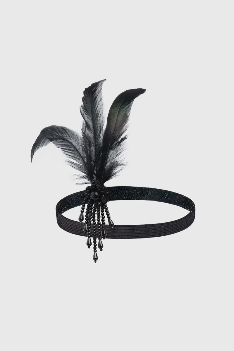 Shop 1920s Headpieces - Feather Shimmer Hairband | BABEYOND | BABEYOND