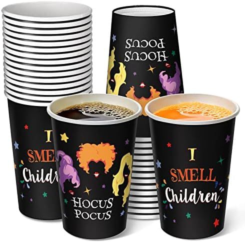 CIOEY 30 Pack Halloween Disposable Cups for Kids Adults, Hot/Cold Drinking Paper Cups, Hocus Pocu... | Amazon (US)