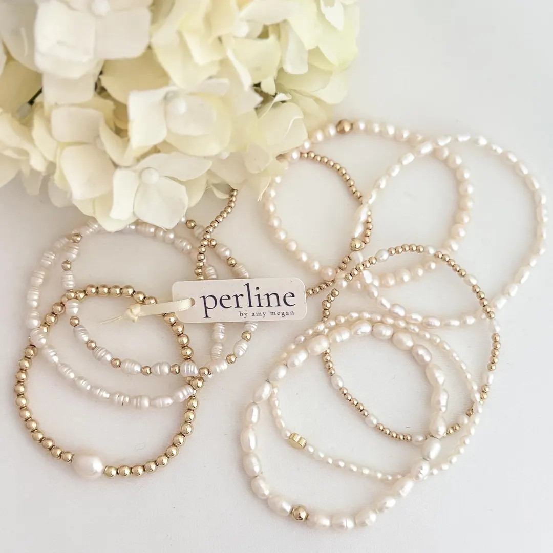 Freshwater Pearl Stretch Bracelet: 14k Gold Filled, Dainty Stacking Jewelry - Etsy | Etsy (US)