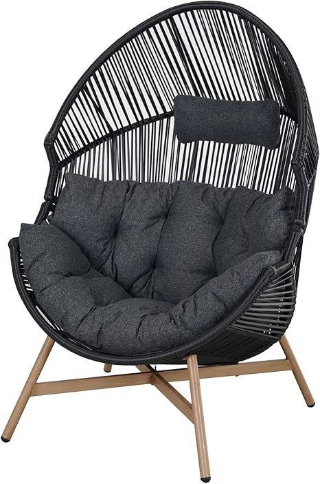 Grand Patio Outdoor & Indoor Egg Chair, PE Rope Open Weave Oversized Egg Basket Chair with Stand ... | Amazon (US)