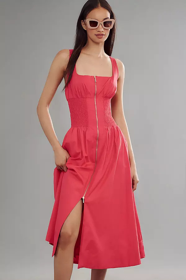 The Tommie Smocked Front-Zip Shirt Dress: Sleeveless Scoop-Neck Edition | Anthropologie (US)