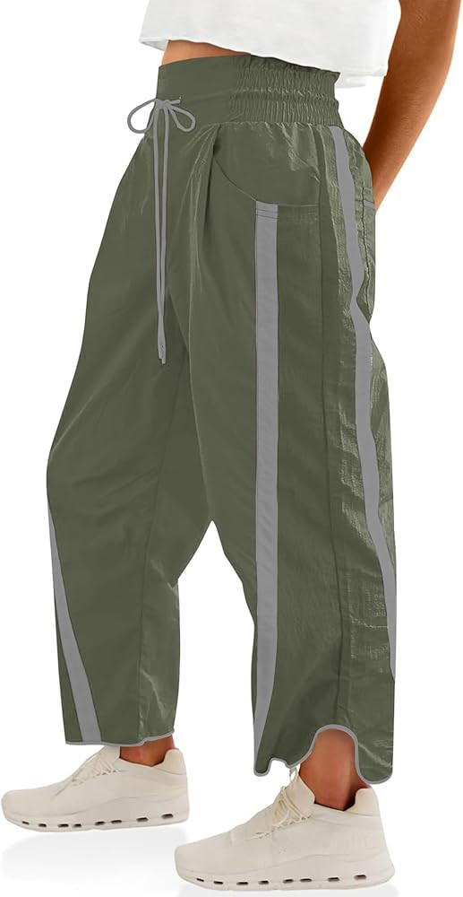 LOMON Womens Baggy Wide Leg Pants 2026 Lightweight Drawstring Contrast Color Elastic Waisted Y2K ... | Amazon (US)