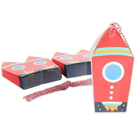 24 Pack Outer Space Party Favor Treat Boxes Rocket Ship Goodie Candy Gift Bags for Galaxy Theme Birt | Walmart (US)