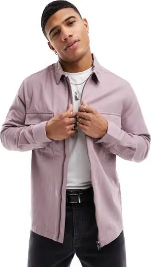 ASOS DESIGN Cotton Twill Zip Shirt Jacket | Nordstrom | Nordstrom