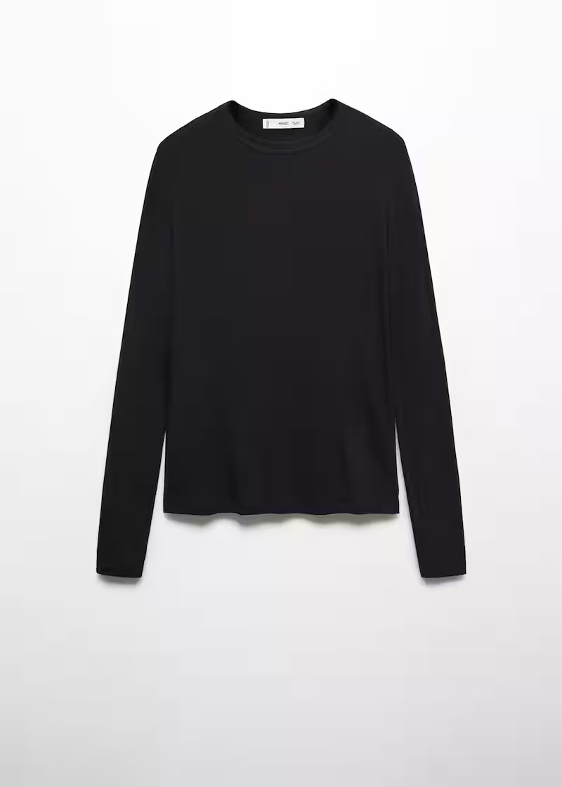 Round-neck long-sleeved t-shirt | MANGO (US)