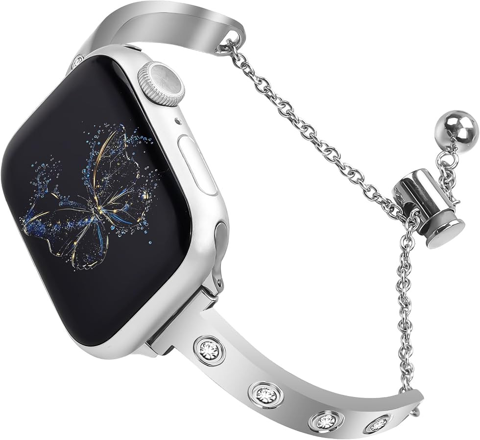 Stainless Steel Band Compatible with Apple Watch 38mm 40mm 41mm 42mm 44mm 45mm 46mm 49mm Pretty L... | Amazon (US)